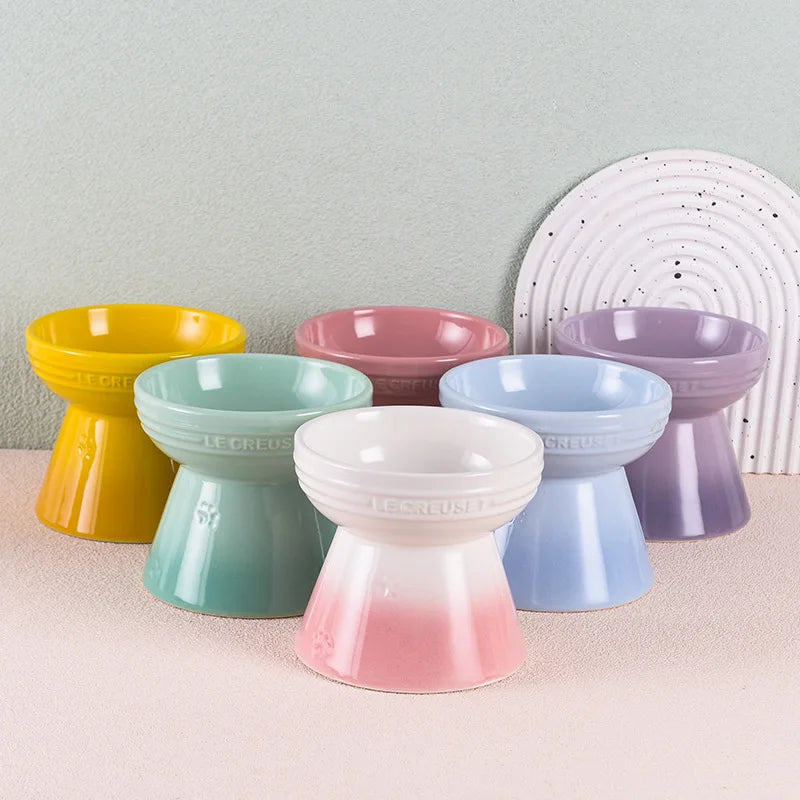 Le Creuset Pet Elevated Bowl for Cervical Spine Protection, Cat Food and Water Bowl, Cat Supplies, Dog Food Bowl